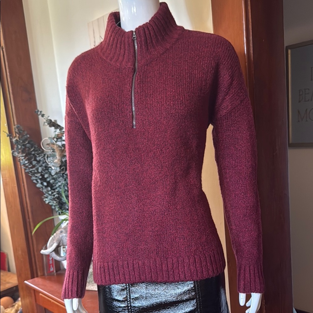 NWT Eddie Bauer size small Women's Burgundy Sweater cotton blend. So soft